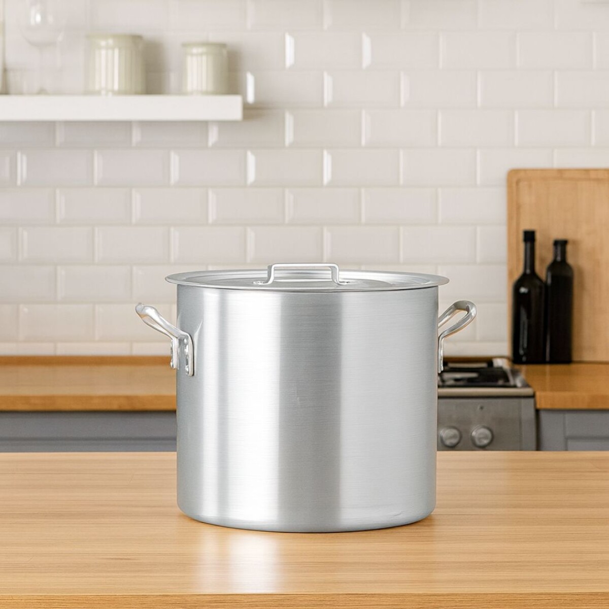 Olla Alta Aluminio Fortaleza 24CM 8,8 Litros - PLATEADO 
