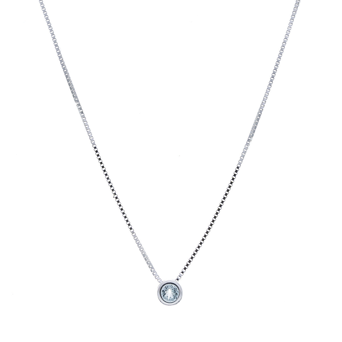 Conjunto de plata 925 cadena y punto de luz TOPACIO CELESTE 