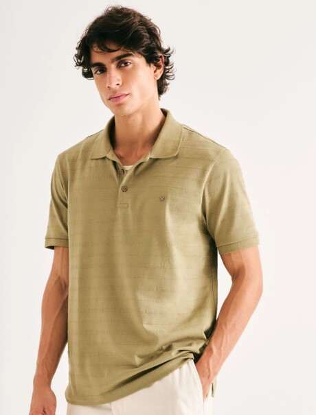 CAMISETA TIPO POLO CON RAYAS TEXTURIZADAS MARRÓN