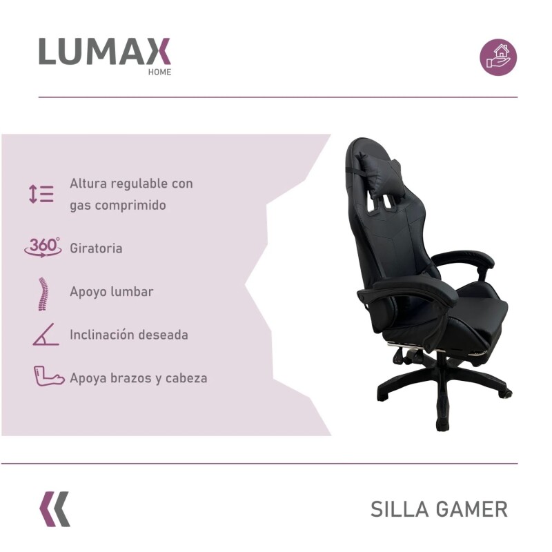 Silla Gamer Lumax Modelo ROM Negro