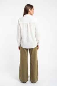 Camisa Broderie Algodón Nacar