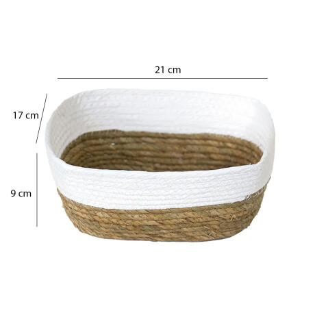 Cesto Canasto Fibra Natural Paramount Decoración 21x17x9Cm Blanco