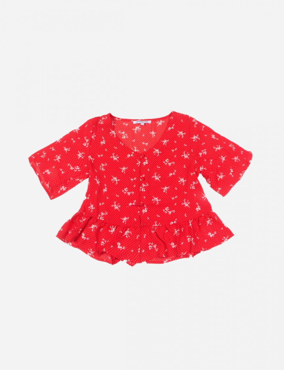 Blusa de dama - ROJO Y BLANCO 