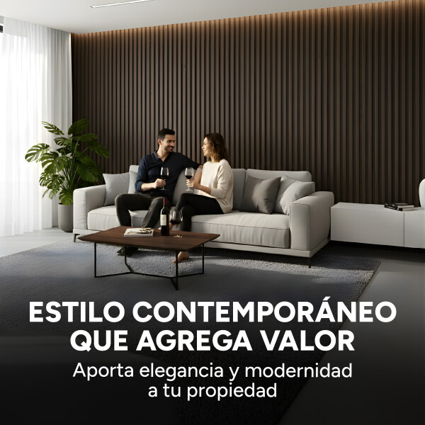 Pack x10 Wpc Simil Madera Wall Panel Lambrin 2.90x16.7 Color Marrón Madera Oscuro