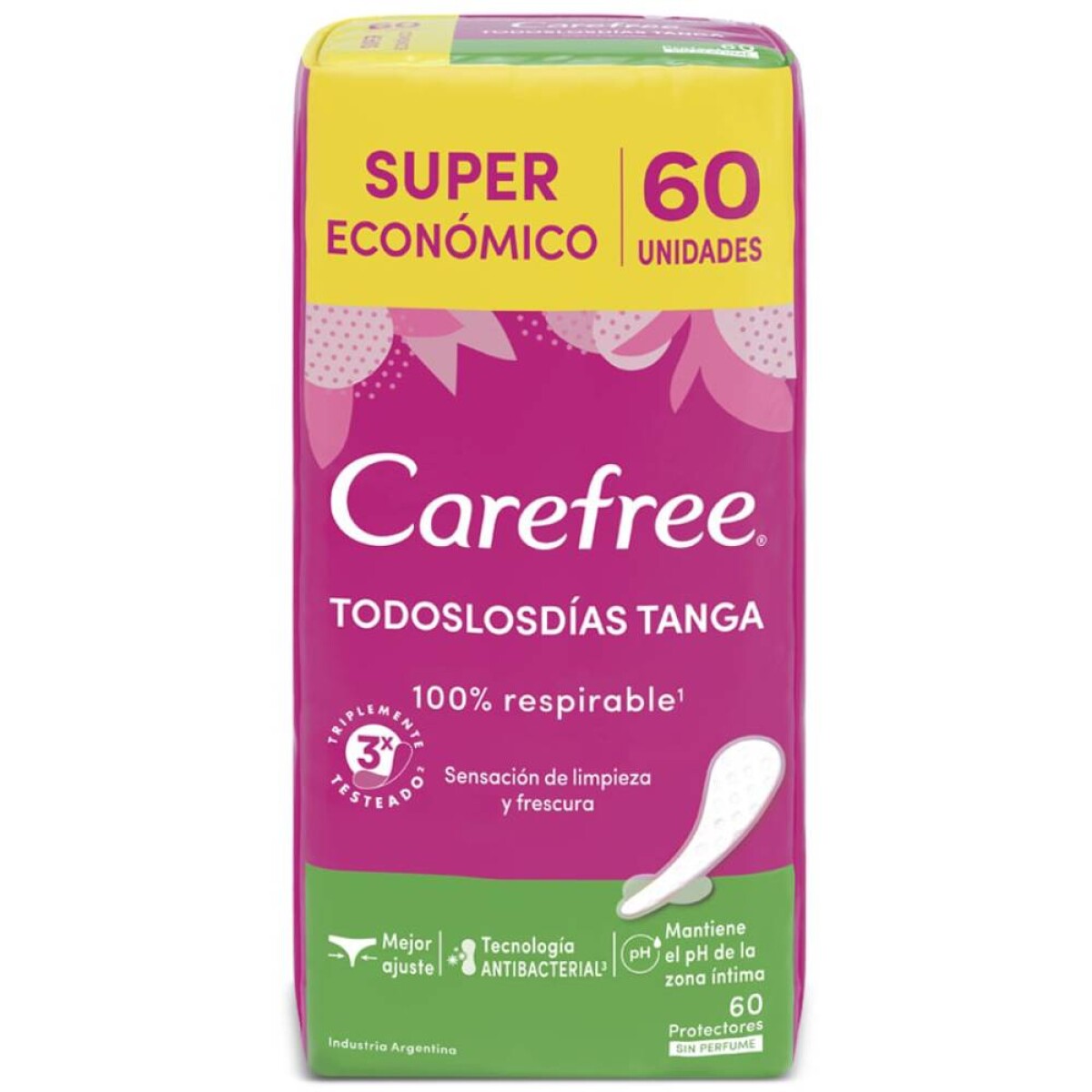Protectores Diarios Carefree Todo los Días Tanga sin Perfume 60 Unidades 