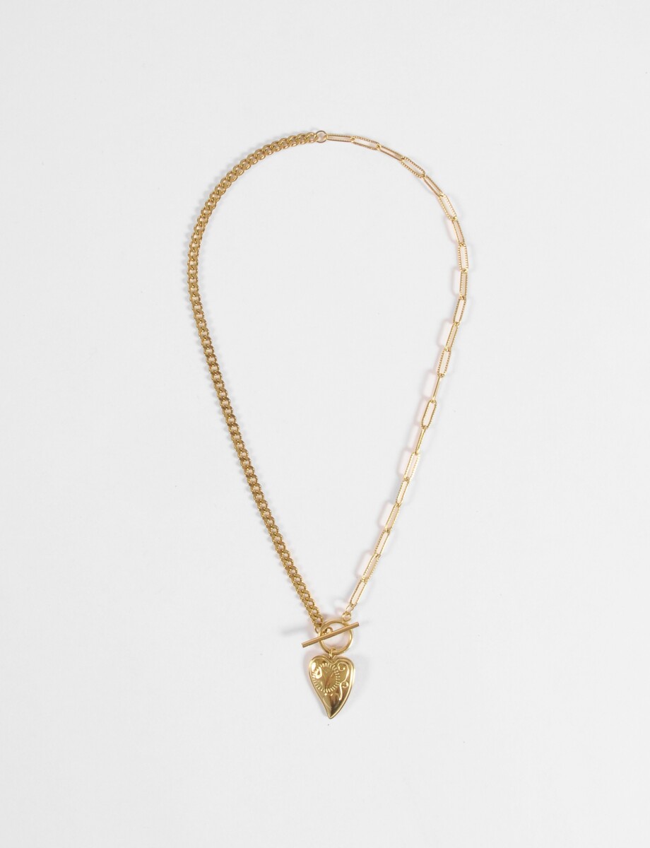 Collar cadena dije cora acero - dorado 