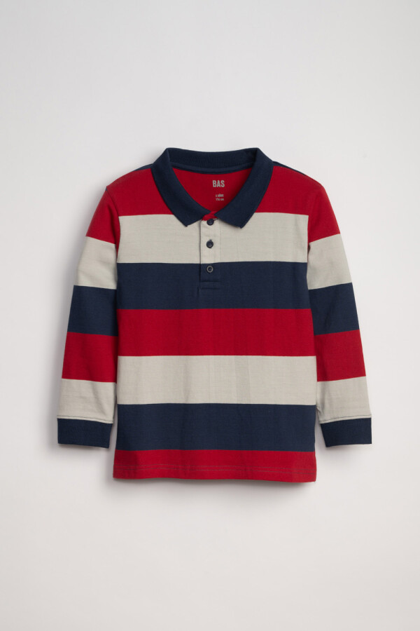 REMERA Manga larga POLO RAYAS Azul, Bordo Y Crudo