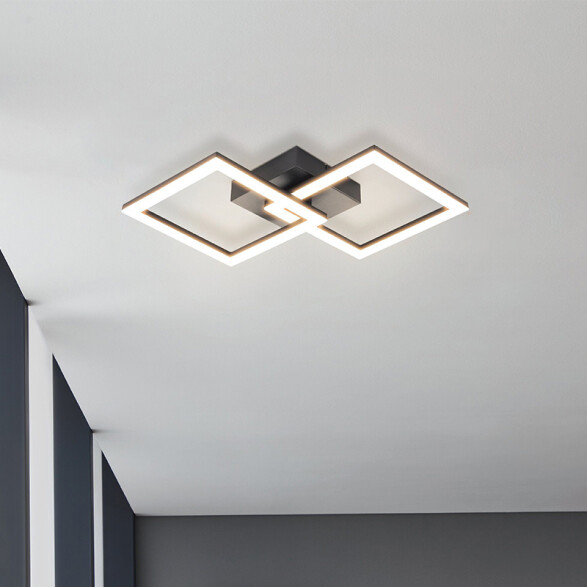 Lámpara de techo LED 20W cálida acero negro HUERTA EG1220