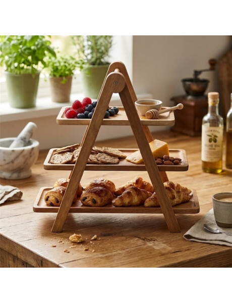 SOPORTE PLEGABLE P/SERVIR 3 NIVELES MADERA ACACIA NATURAL SOPORTE PLEGABLE P/SERVIR 3 NIVELES MADERA ACACIA NATURAL
