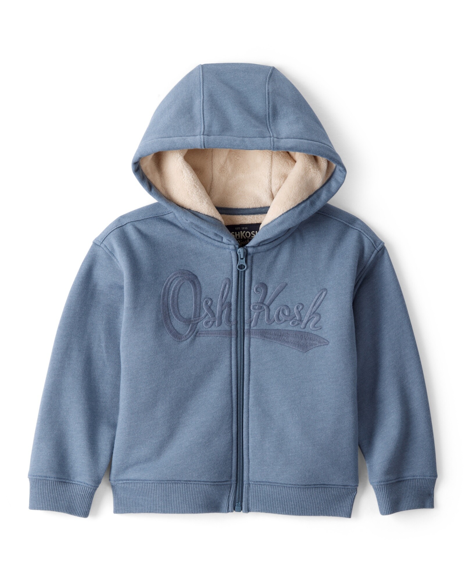 Campera de algodón, con forro polar y logo Sin color