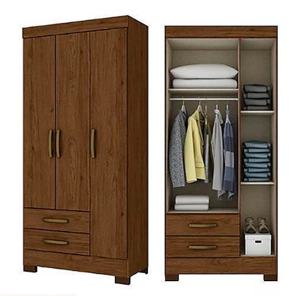 ROPERO SSL FORTALEZA 3 Ptas 2 Caj -Castaño 