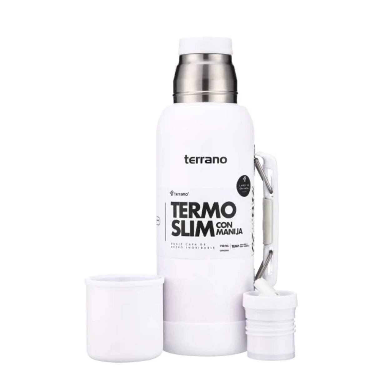 Termo Terrano Slim 750ML Base de Silicona - BLANCO 