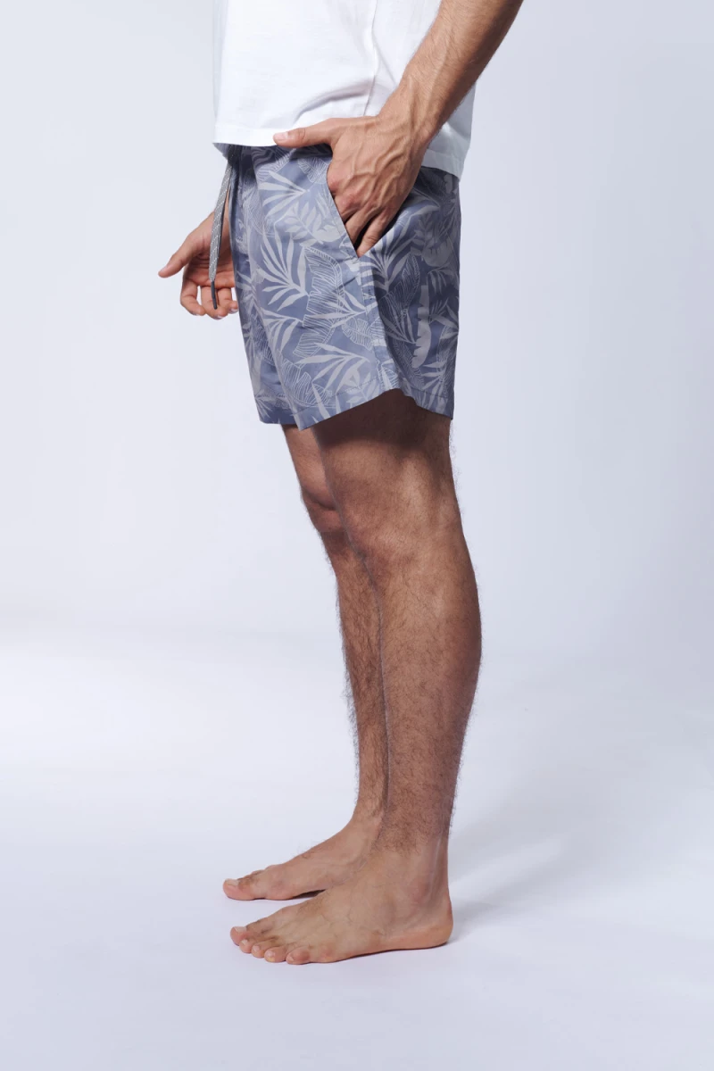 Short de baño Estampa Tropical Gris