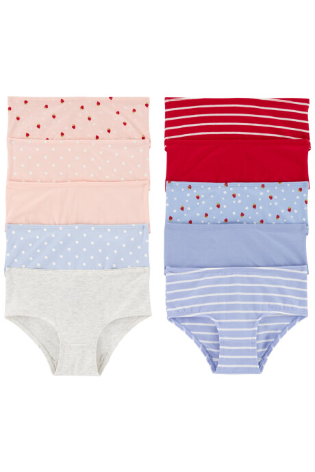 Pack diez bombachas de algodón, estampadas. Talles 6-12 Sin color