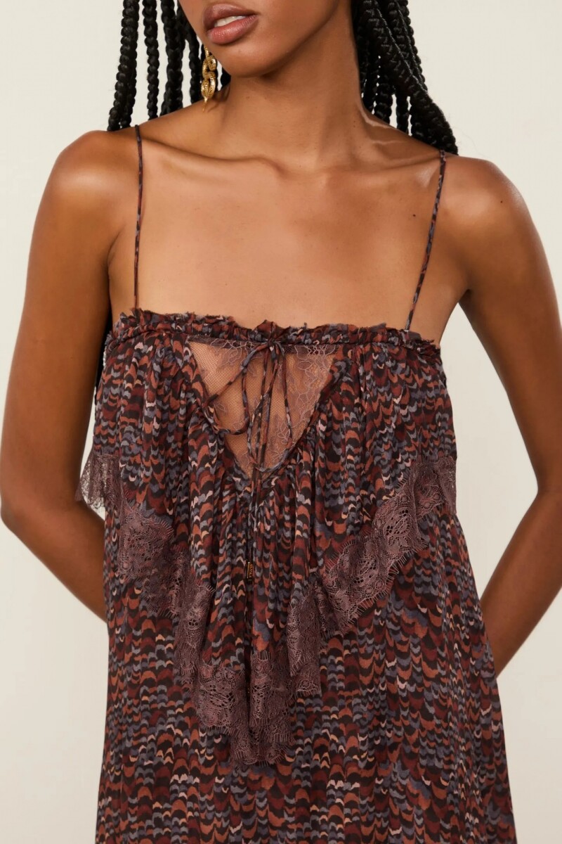 VESTIDO LARGO ENCAJE Estampado