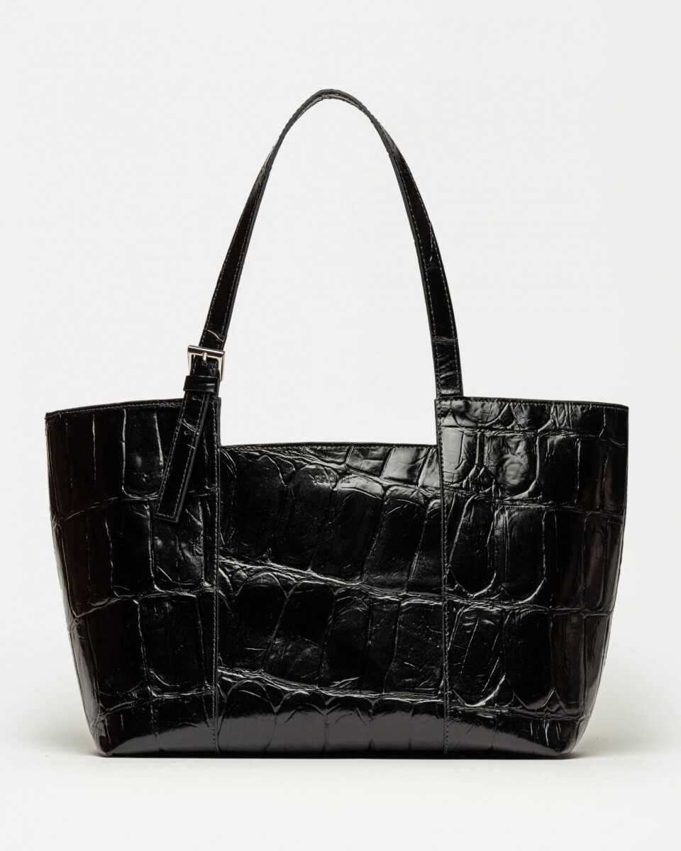 Bolso The Icon en cuero grabado big croco - Negro 