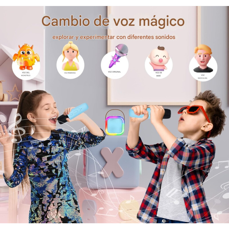 Parlante A Batería Bluetooth Con Luces Led De Colores Celeste