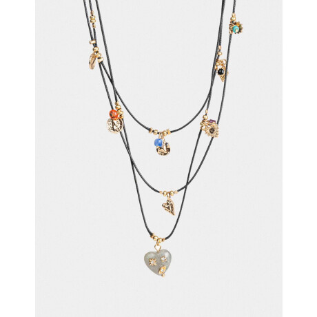 Collares Cortos Con Piedra Natural Dorado