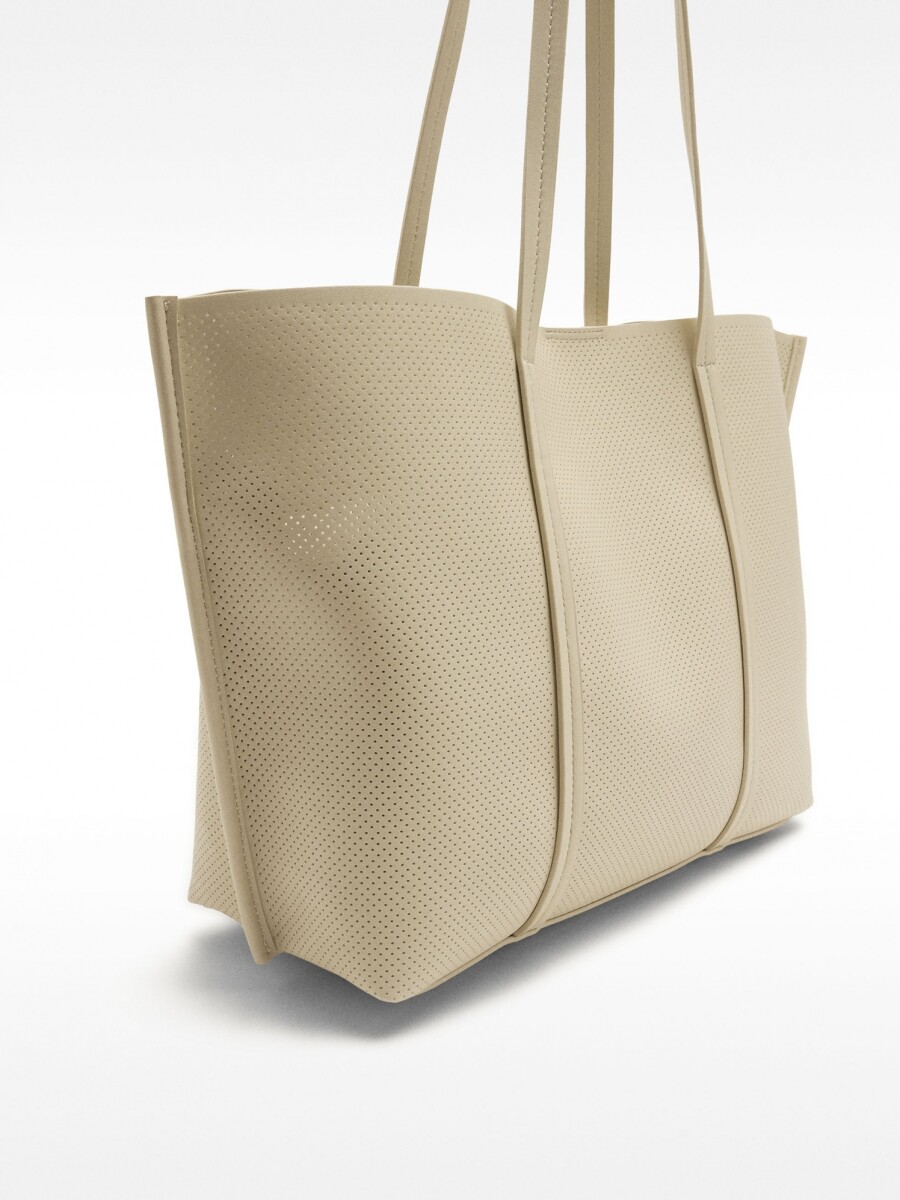 Bolso Shopper Perforado Con Bolso Extraíble crudo