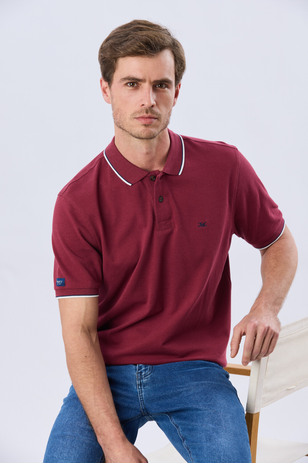 REMERA POLO LISA PIQUÉ Bordo Melange