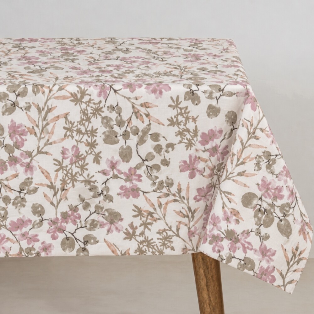 Mantel 160x360 Flores Rosa
