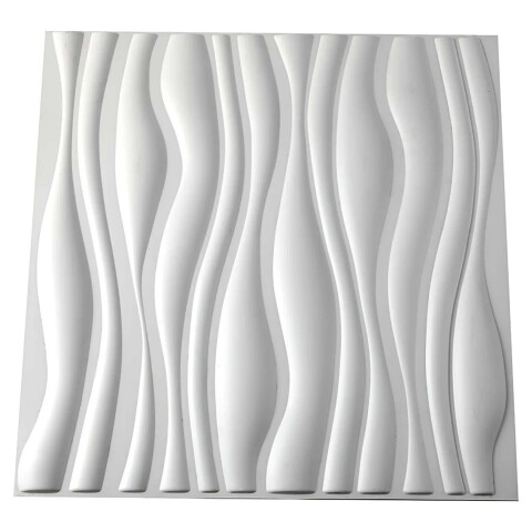 Revestimiento de Pared Panel 3D PVC 50x50cm Ondas Línea X12 Ondas Blanco