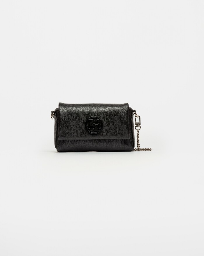 Mini Bag Bloom En Cuero Graneado Negro