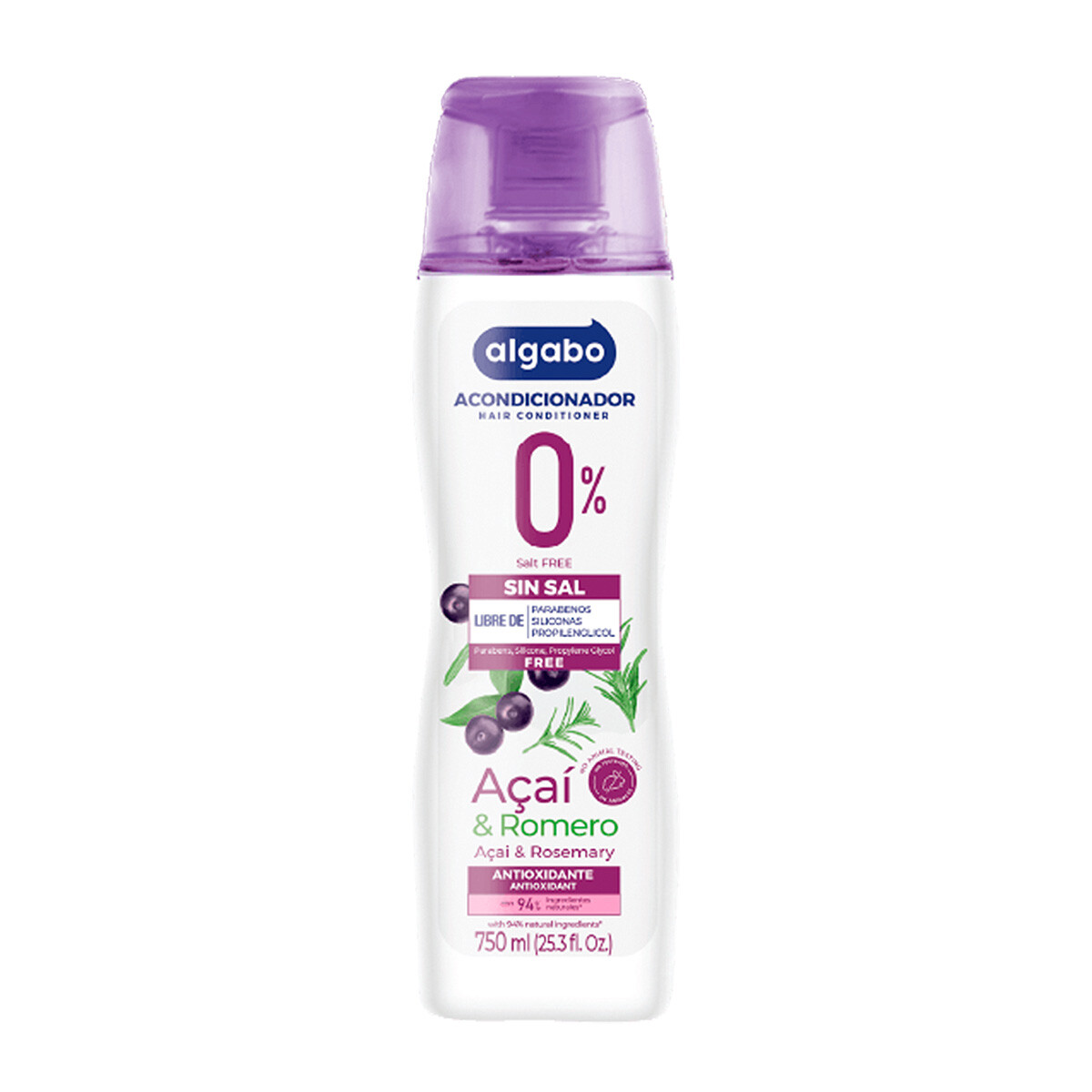 ACONDICIONADOR ALGABO 0% SAL 750 ML ACAI Y ROMERO 