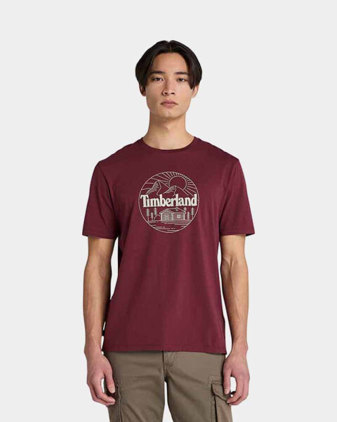 Polo Mountain Graphic Manga Corta Hombre Burgundy