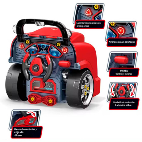 Set Herramientas Camión Taller Reparación Auto Juguete Rojo