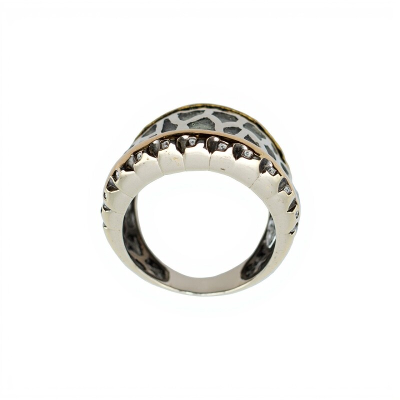 Anillo Calado-Plata y Oro-Piedra Zirconia-AN5602 conpiedra