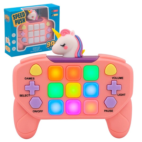 Joystick Consola Interactiva 15 Botones Con Luces Y Sonido UNICORNIO ROSA