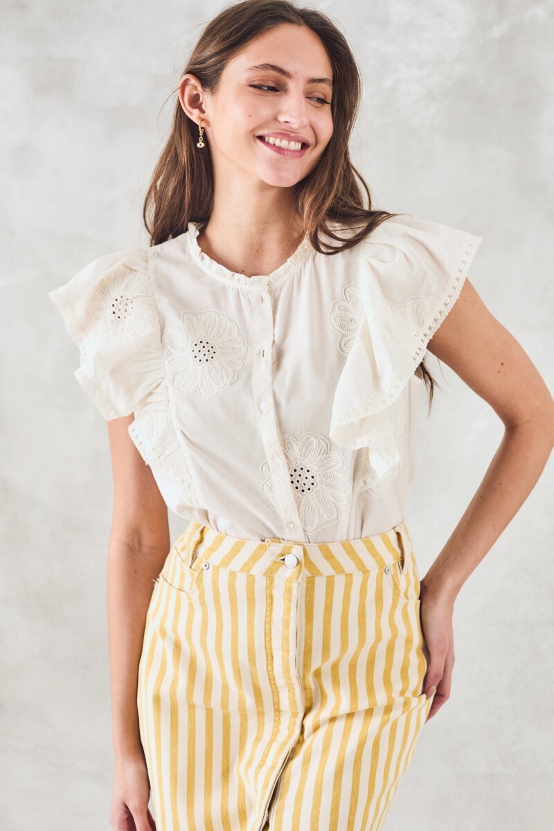 Blusa Sin Mangas Bordada Nacar