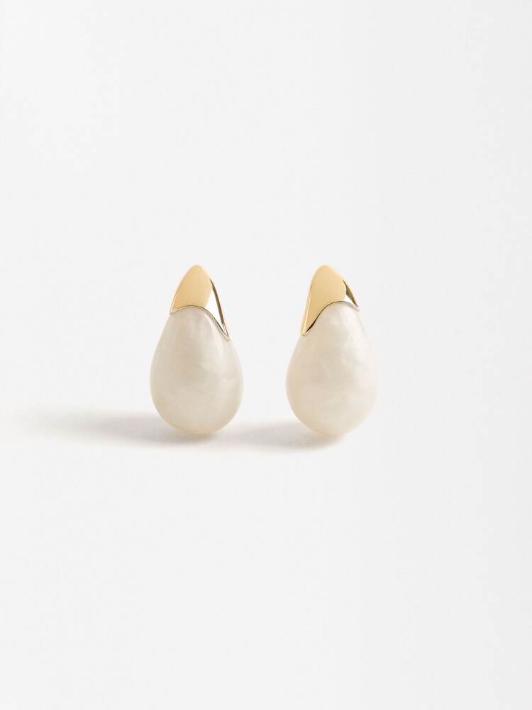 Pendientes En Forma De Gota Perlados beige