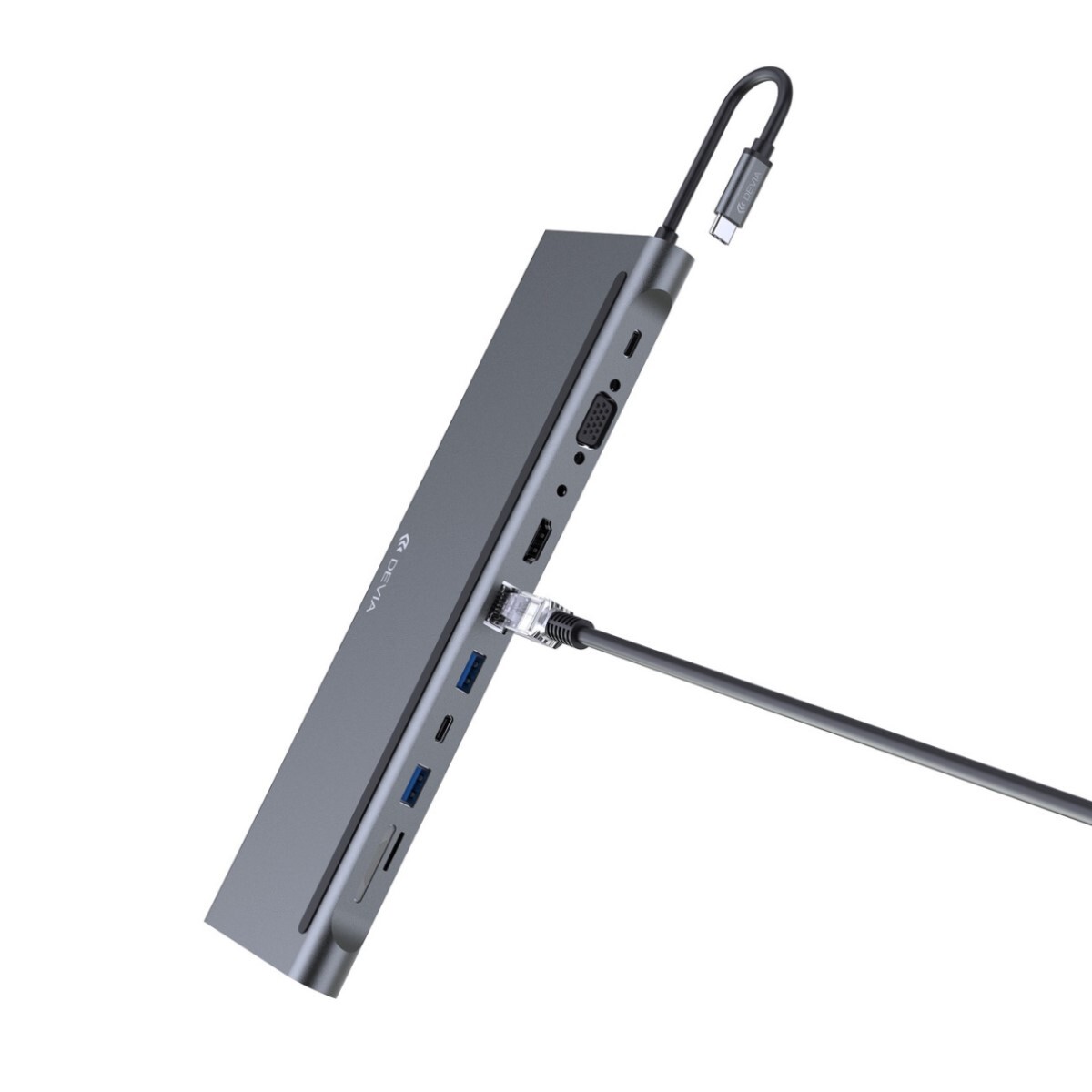 ADAPTADOR HUB USB-C 11 EN 1 LEOPARD SERIES DEVIA Plateado