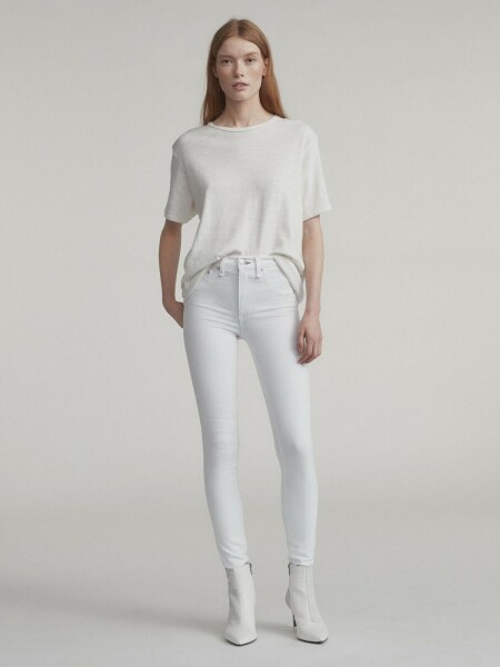 Jean skinny elastizado con bolsillos, Blanc Blanco