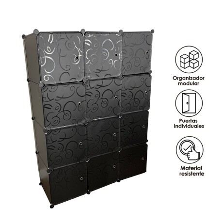 Armario Plástico Lumax 12 Puertas Desmontable Portátil Negro