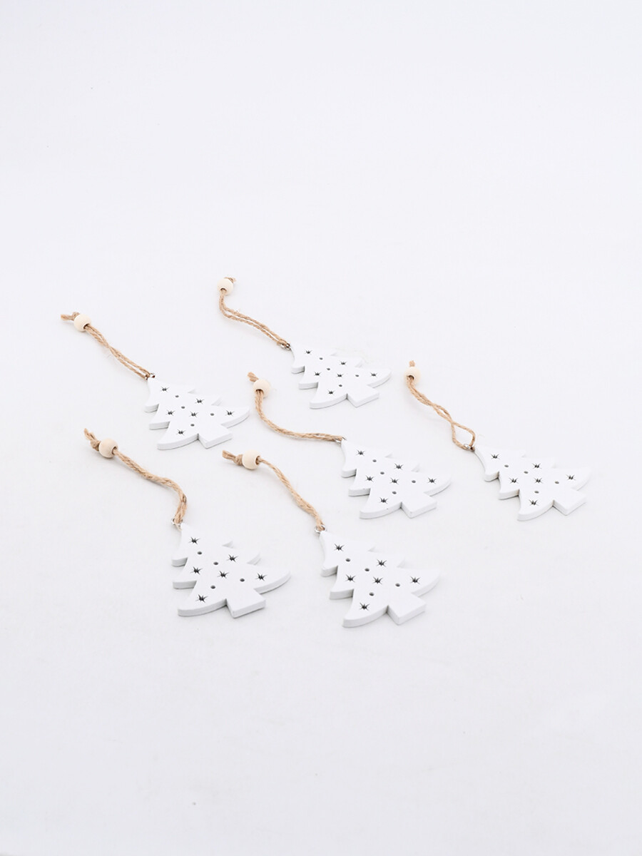 ADORNO COLGANTE MDF ARBOL x 6 - BLANCO 