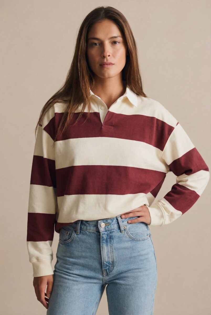 Sweater Polo Rayas - Rojo 