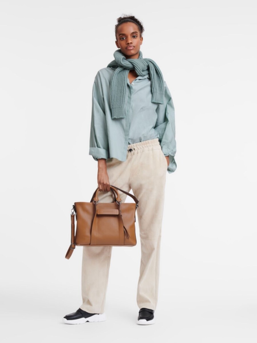 Longchamp -Cartera de cuero con correa extraible, 3D - 0 