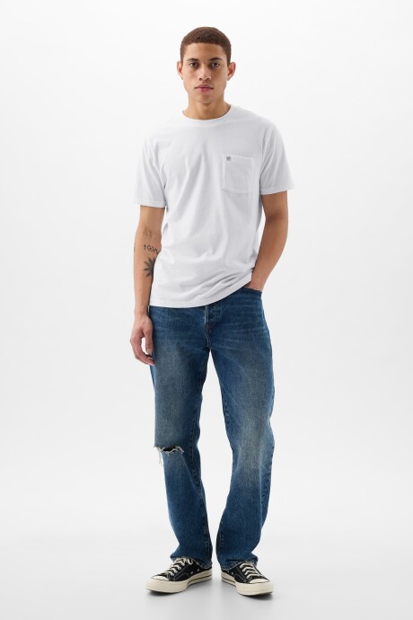 Remera Con Bolsillo Logo Gap Hombre Optic White V6