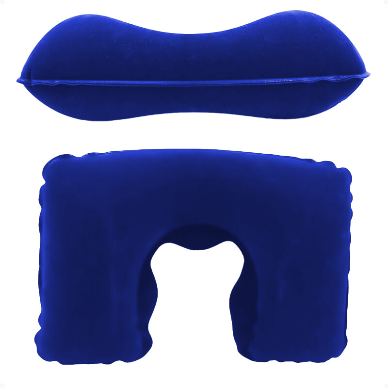 Almohada De Viaje Inflable Apoya Cabeza Auto Ãmnibus AviÃ³n Azul