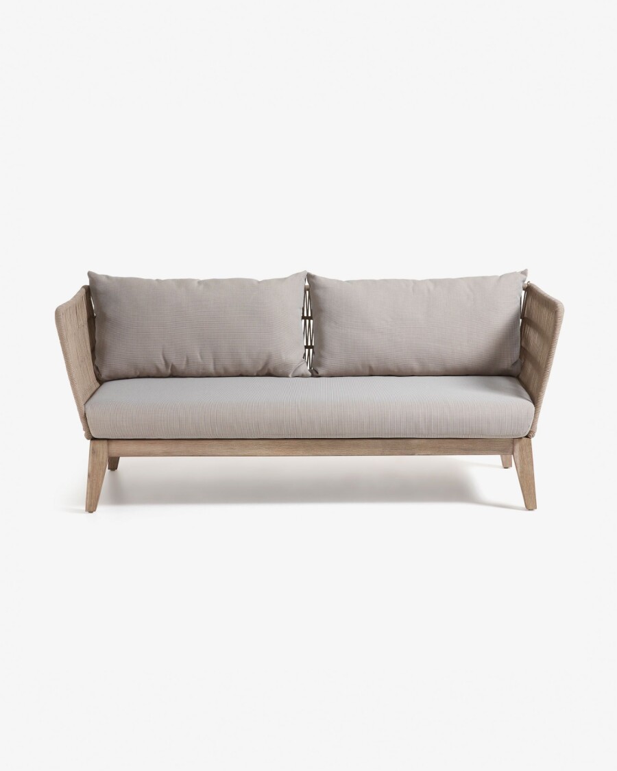 Sofá Belleny 3 plazas cuerda beige y madera maciza de acacia 176 Sofá Belleny 3 plazas cuerda beige y madera maciza de acacia 176