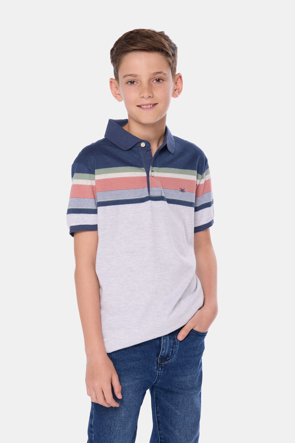 REMERA POLO RAYADA Gris