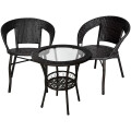 Juego de Mesa y 2 Sillas Para Jardin Negro