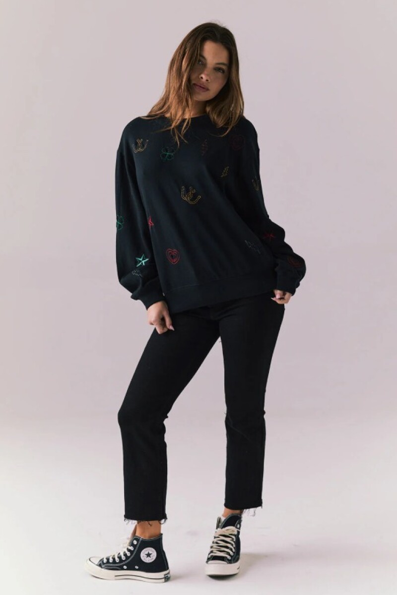 COTTON FLEECE CASBAH PULLOVER Negro