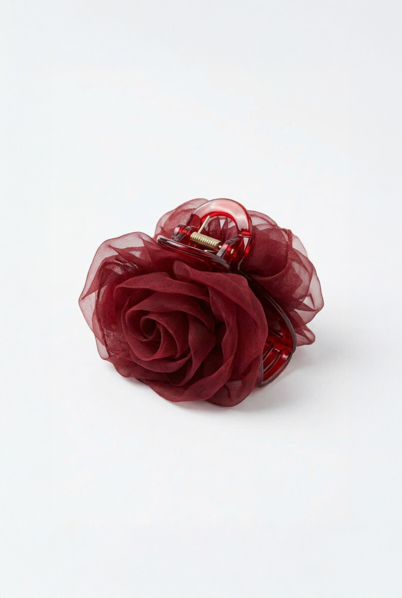 Broche flor tul - rojo 