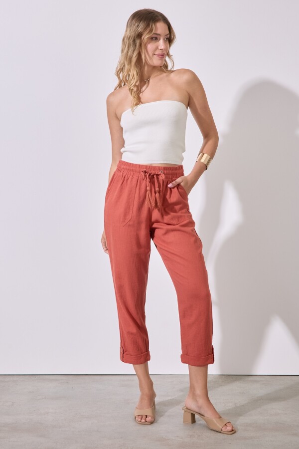 Pantalon Lino TERRACOTA