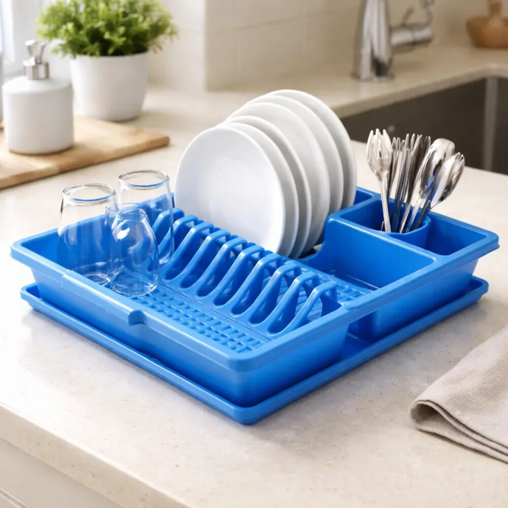 Escurridor Eco De Platos Vasos Cubiertos 45 X 38 Cm CELESTE