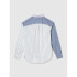 LS SOLID EMBROIDERY POPLIN OVERSHIRT BLUE COLOR BLOCK